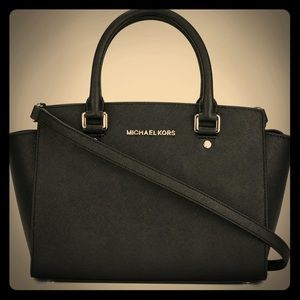💯%AUTHENTIC Michael Kors Black Selma Large Bag MK